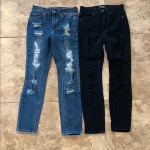 2 pairs Wax Jean Blue and Black Skinny Jeans